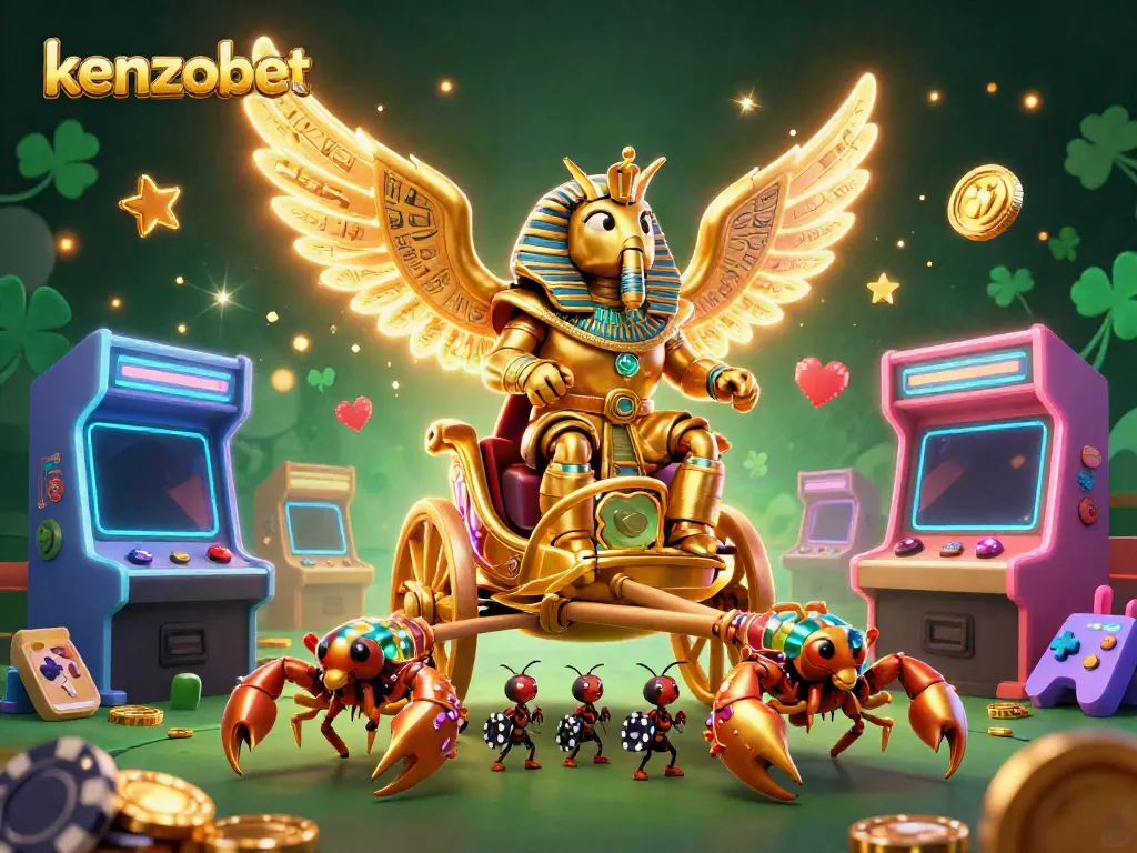 Engage with kenzobet's lively casino atmosphere in this vivid 3D illustration.
