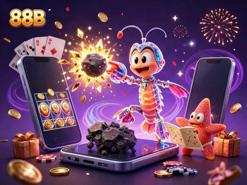 Experience thrilling wins at 88B with a galactic mantis shrimp in a vibrant casino adventure.