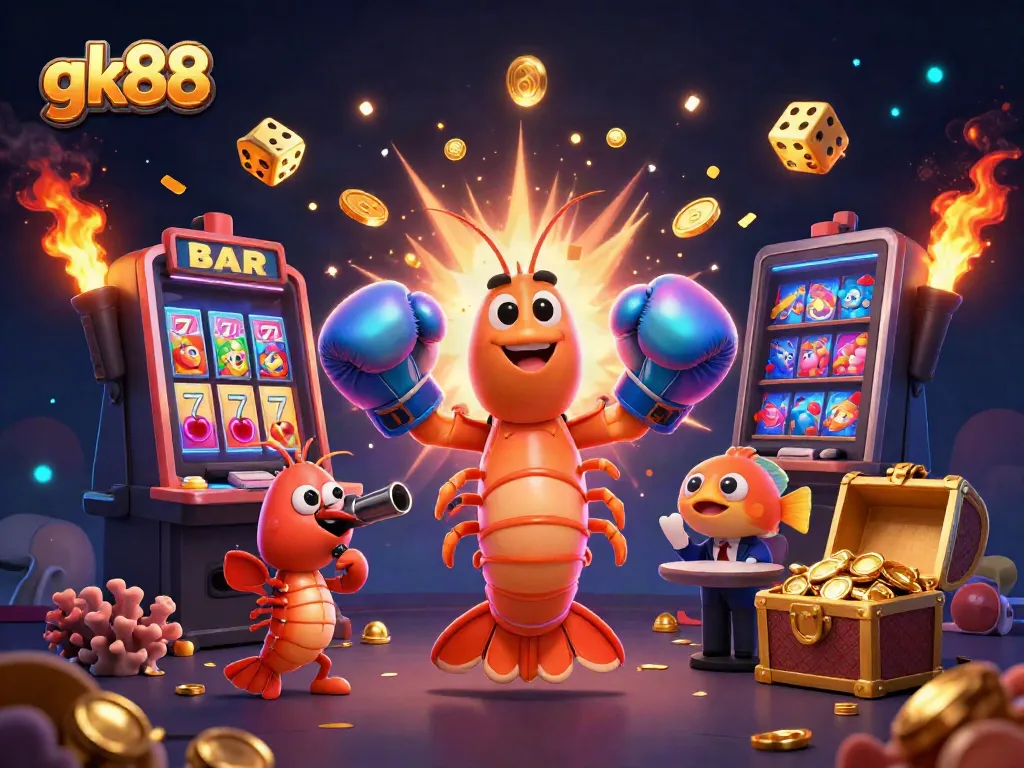Engage in gk88's exciting online casino scene with vibrant characters and dynamic symbols.