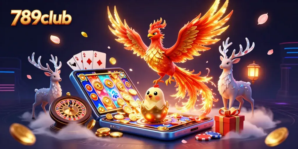 Experience amazing wins at 789club with dynamic 3D casino elements and vibrant imagery.