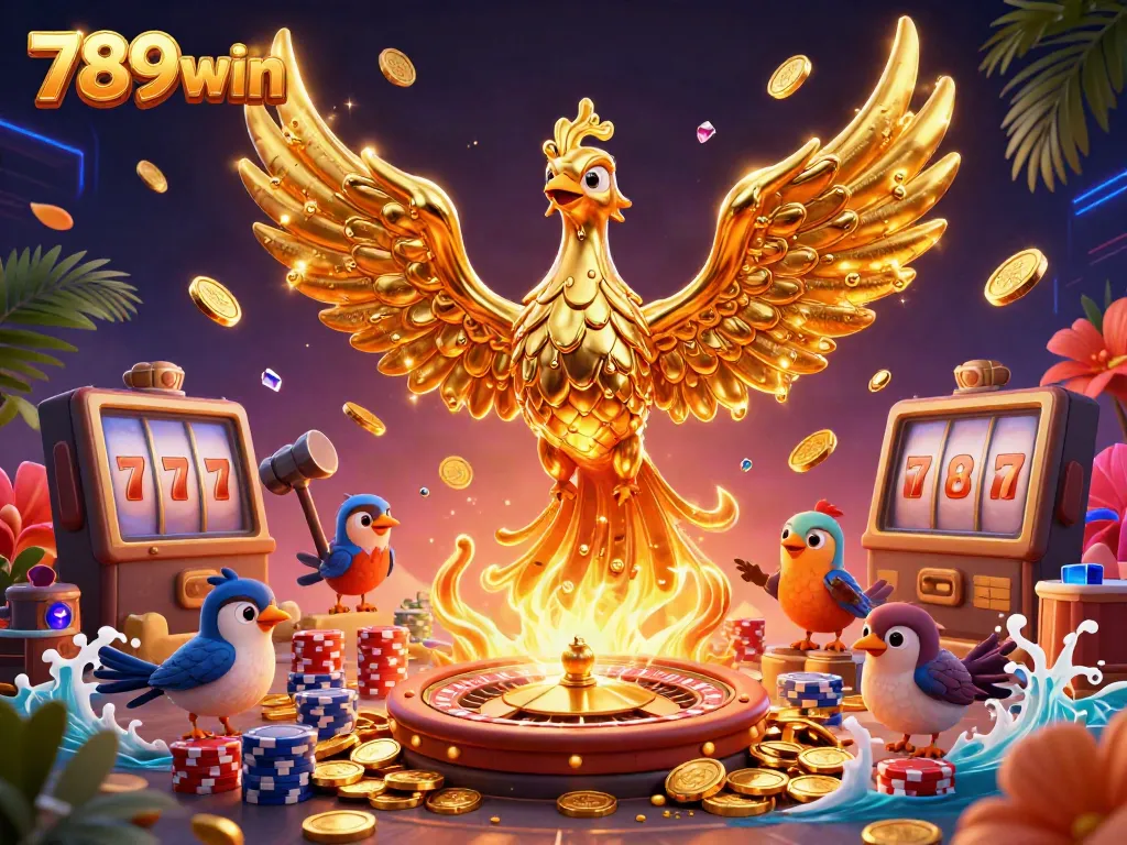 Experience the vibrant 789win casino atmosphere with our golden phoenix and gaming elements.