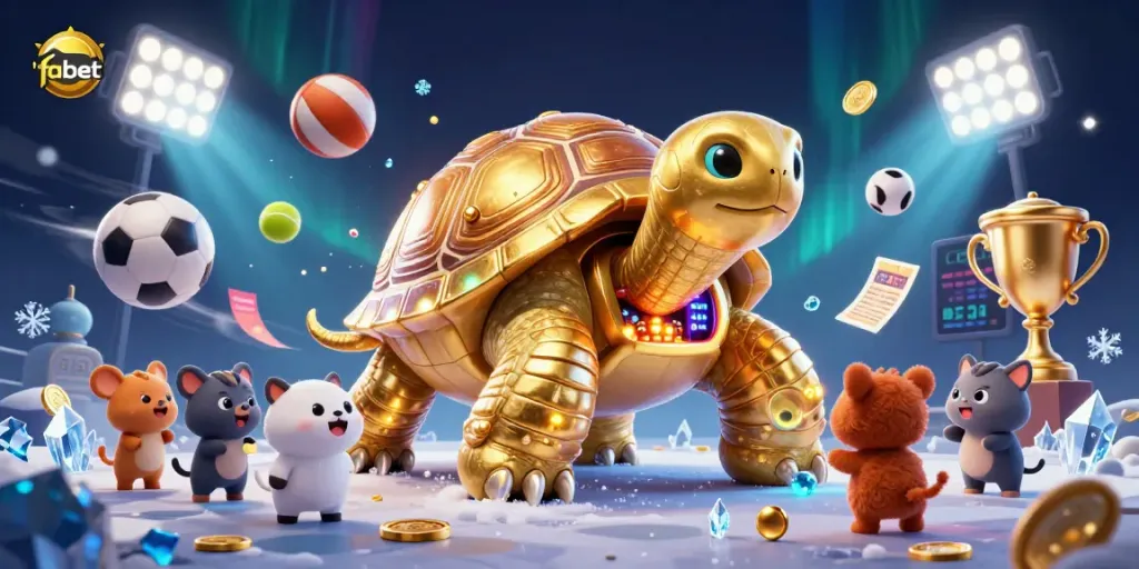 Win big with fabet, enjoying a vibrant 3D casino scene filled with thrilling game elements.