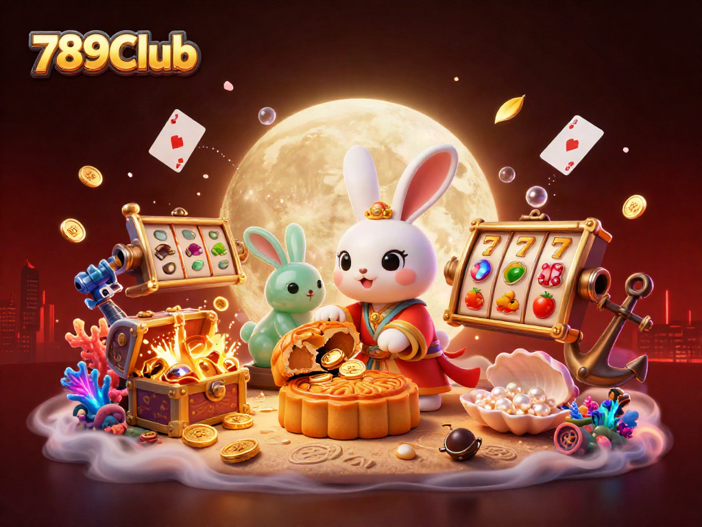 Engage with stunning slots action at 789Club featuring a lively 3D casino scene with playful characters.