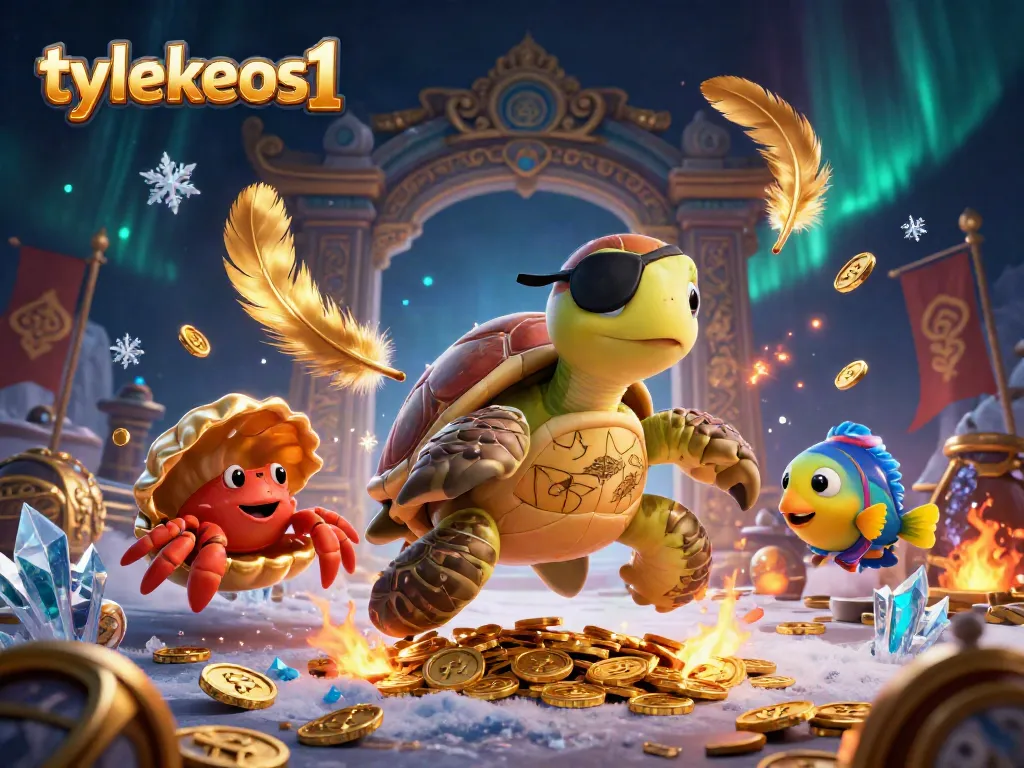 Experience gambling excitement with tylekeos1 featuring a pirate turtle above treasure and dynamic betting elements.