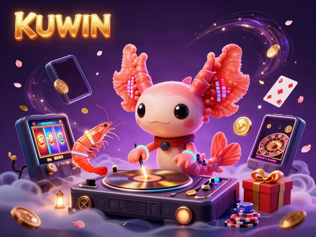 Experience the vibrant KUWIN casino with colorful characters and dynamic games in a lively underwater scene.