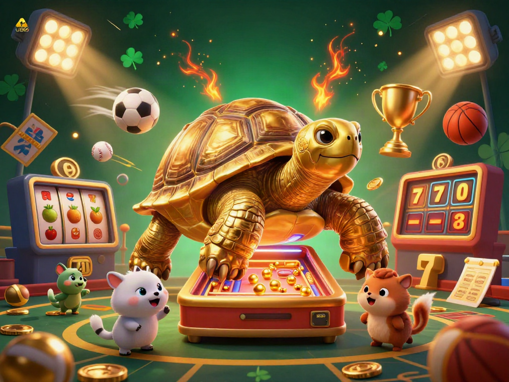 Engage in exciting gameplay at uu88 with our dynamic golden tortoise pinball machine surrounded by thrilling sports elements.