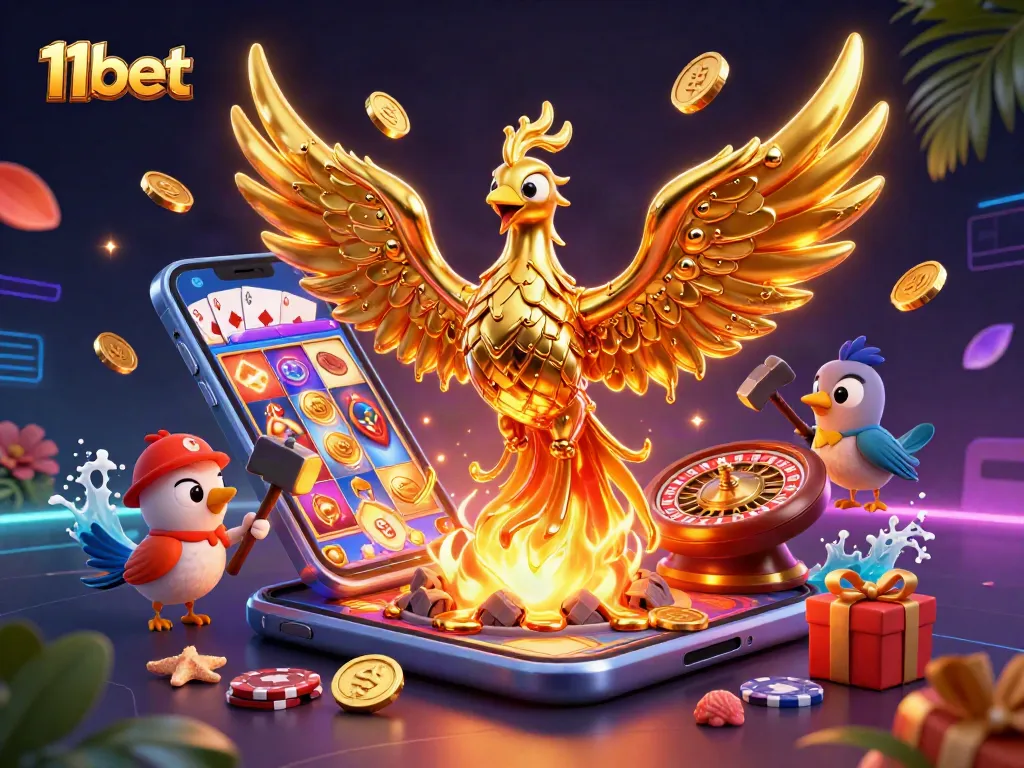 Experience thrilling gaming activities with 11bet, showcasing rich slot games and vibrant casino elements.