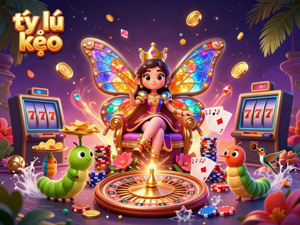 Explore tỷ lệ kèo with a vibrant 3D illustration featuring casino elements and engaging characters.