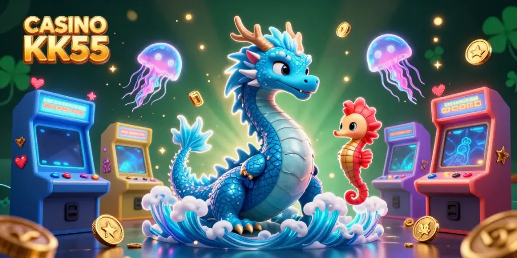 Engage with CASINO KK55 through vibrant 3D illustrations showcasing rich gaming themes and innovative designs.