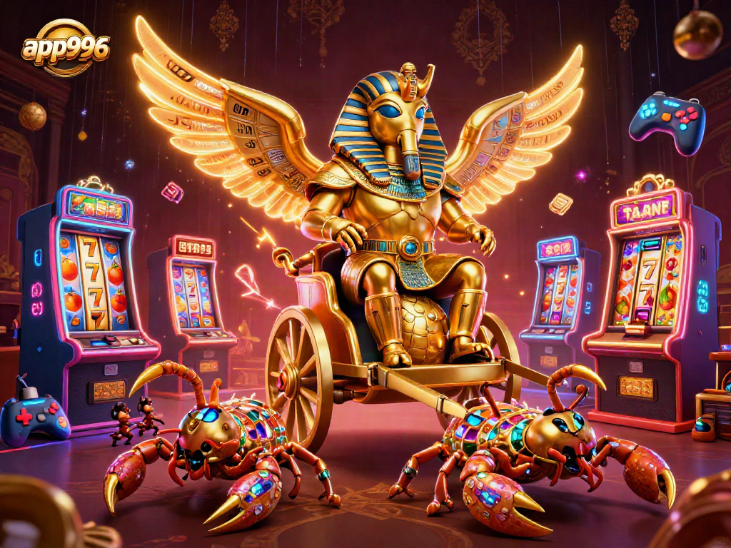 Experience the thrill of app996 with a vibrant, detailed casino adventure scene.