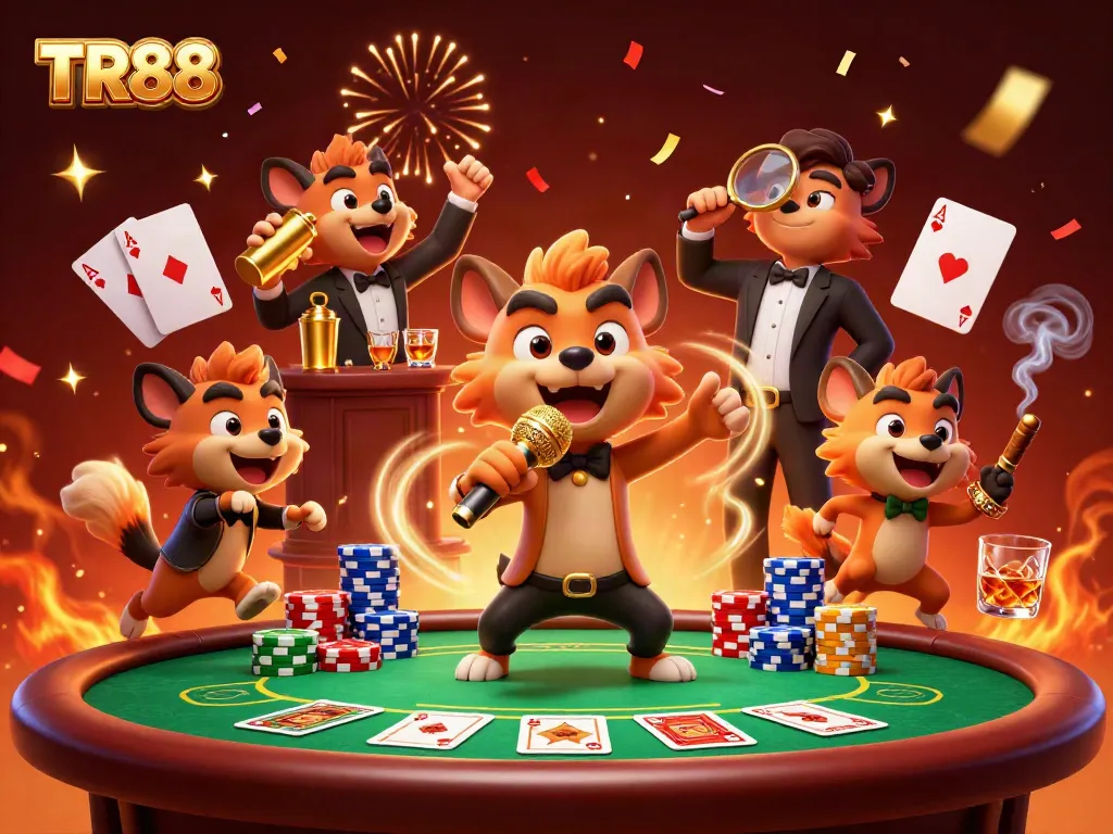 Engage in thrilling activities at TR88 casino as hyenas create a lively comedy club atmosphere with poker and drinks.