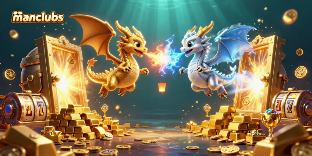 Experience thrilling adventures with manclubs in this vibrant casino dragon illustration.