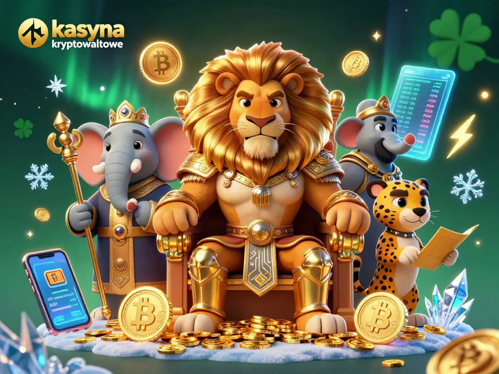 Experience kasyna kryptowalutowe with lively characters in a vibrant crypto gambling illustration.