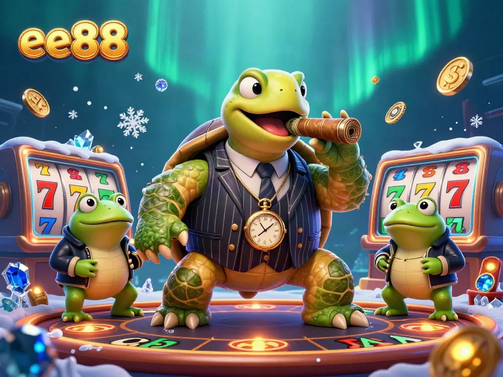 Experience the thrilling atmosphere of ee88 online casino with dynamic slot reels and vibrant characters.