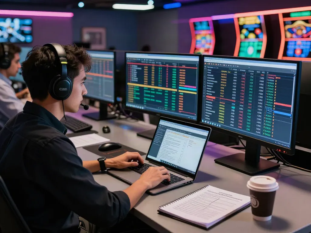 Professional analyst reviewing gambling data trends at a modern desk, highlighting pecah 404.
