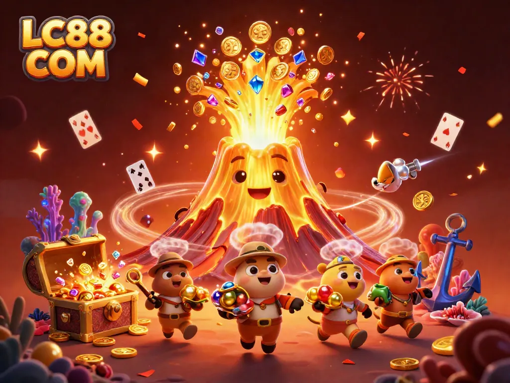 Experience exciting gameplay at LC88 COM with vibrant scenes of treasure and animated characters.