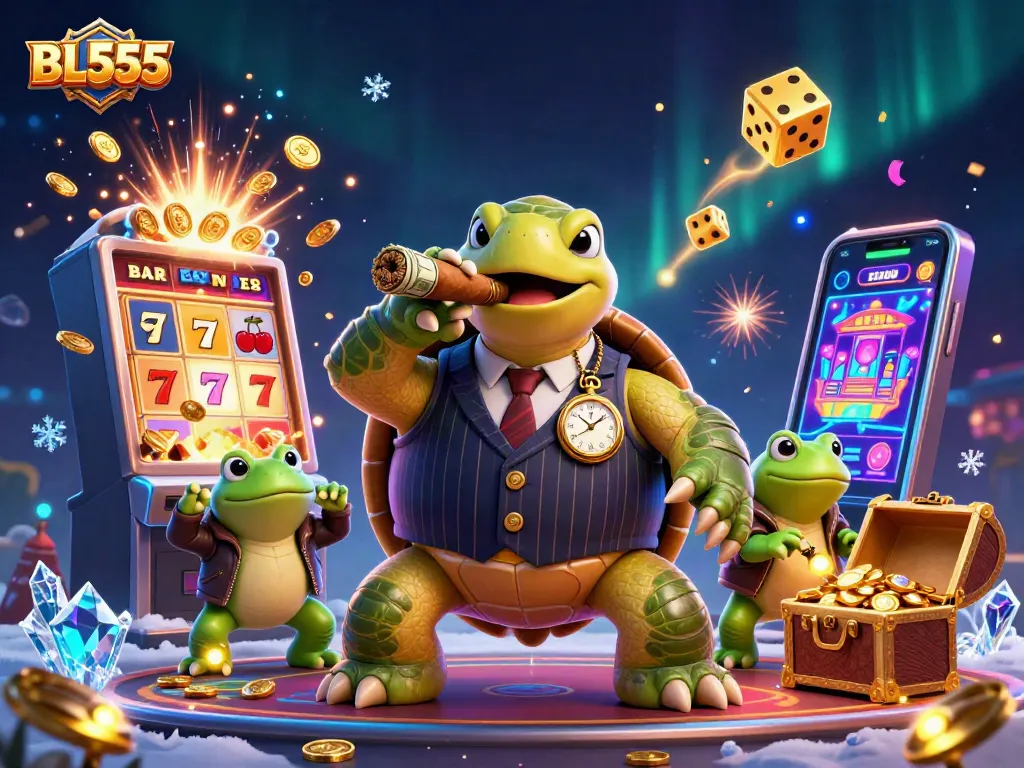 Experience the bright and dynamic world of BL555 casino with its exciting slot machines and unique characters.
