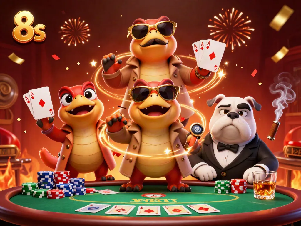 Raptors in a trench coat humorously attempting to enter the VIP lounge of 8s casino.