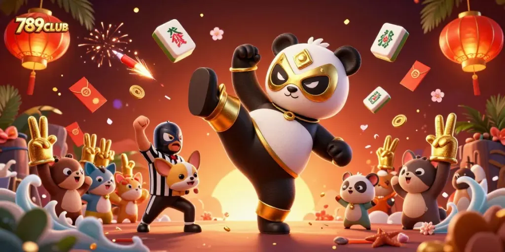 Engage with 789CLUB's thrilling atmosphere in this vibrant 3D casino illustration featuring colorful game elements.