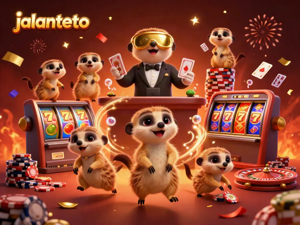 Experience thrilling gameplay with jalantoto's captivating meerkat casino scene featuring slots and live action.