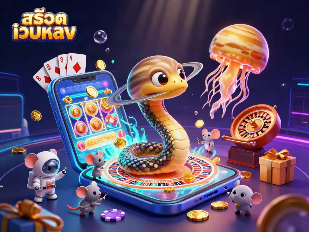Experience the thrill of สล็อตเว็บตรง betting with a cosmic twist in a vibrant 3D illustration.
