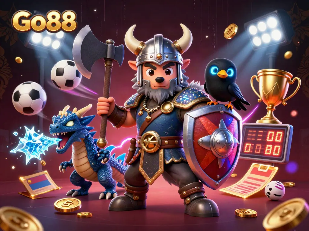 Bet on your favorite games with Go88, featuring epic Viking warriors and dragons in a thrilling 3D art