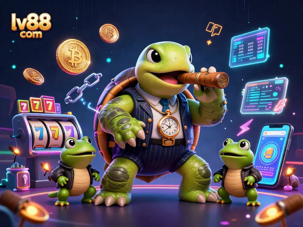 Experience the thrill at lv88 com with a lively casino scene featuring vintage characters and slot machines.
