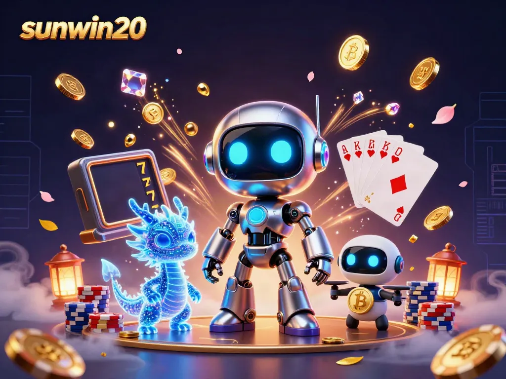 Experience the thrill of sunwin20 with our vibrant 3D casino illustration showcasing captivating characters and game elements.