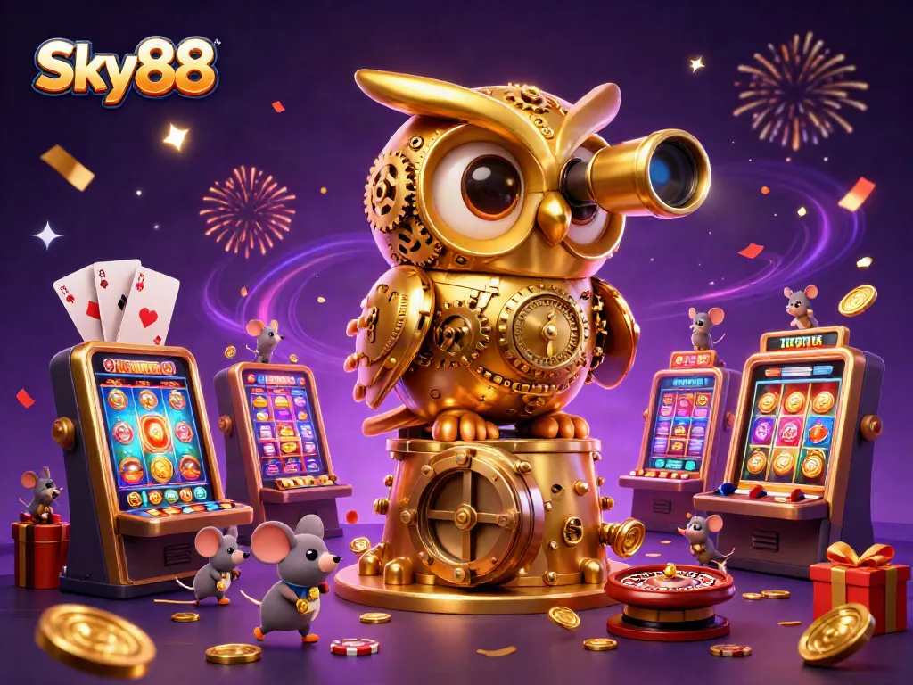 Experience the lively Sky88 casino scene with vibrant characters and exciting games.
