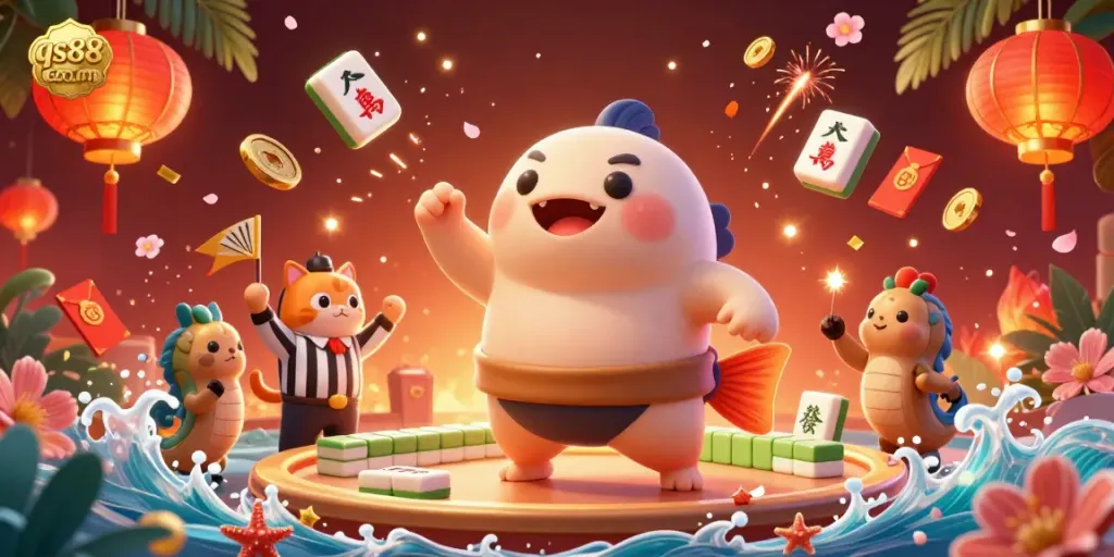 Experience excitement at qs88 com with cartoon fugu and casino elements in a vibrant underwater setting.