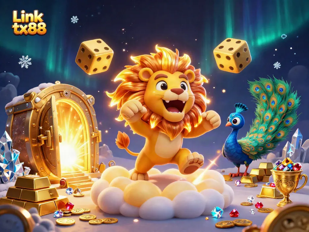 Join the excitement of Link tx88 in this vibrant casino-themed illustration with shimmering gems.