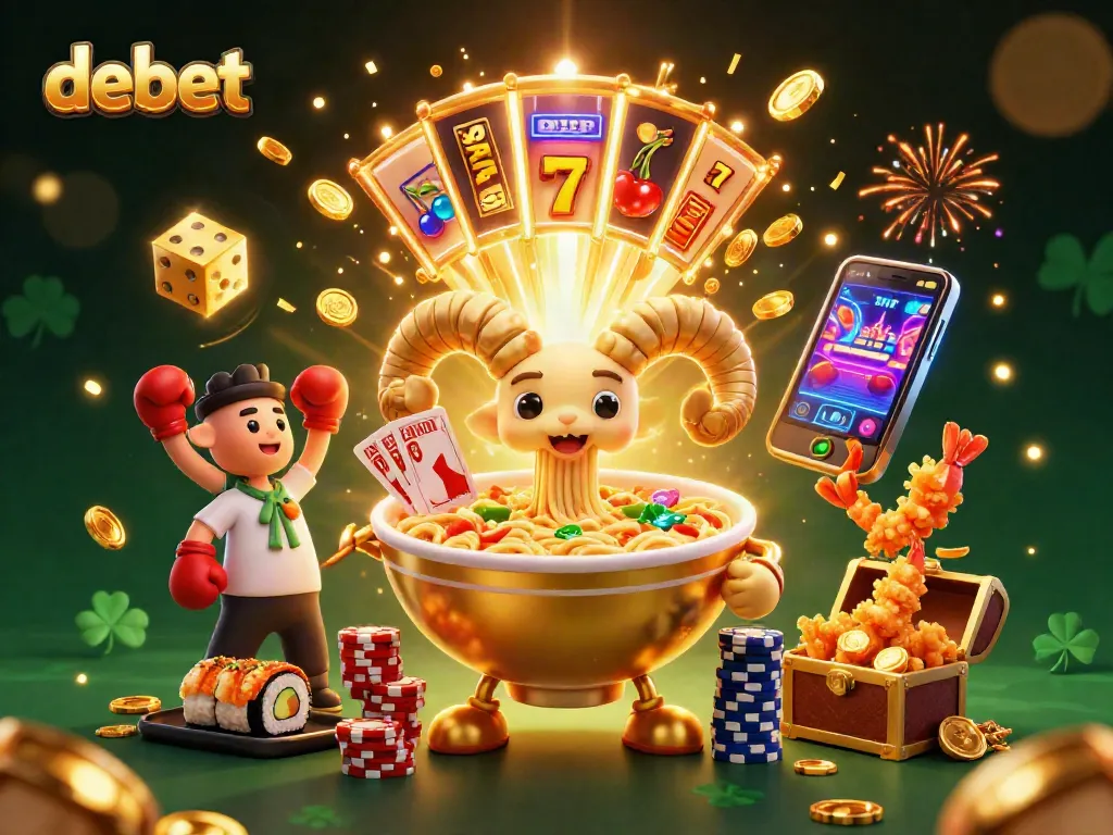Win big with debet at this vibrant 3D casino scene showcasing dynamic gameplay and exciting offers.
