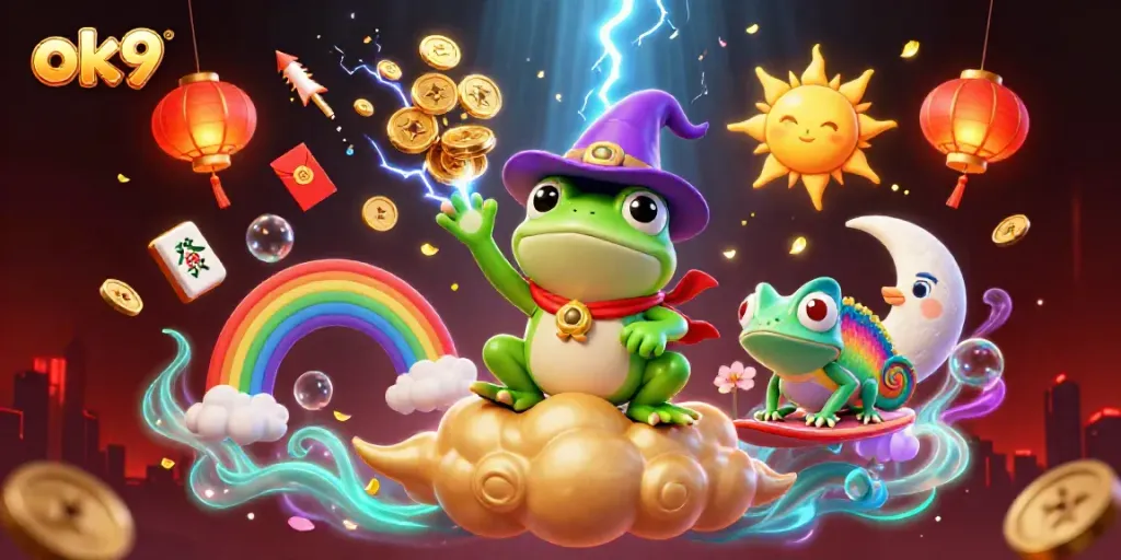 Experience thrilling moments with ok9, showcasing vibrant casino elements and dynamic characters.